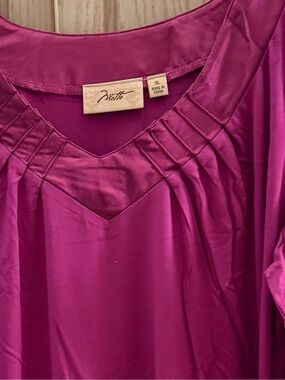 OTTO Fuchsia Pintuck V-Neck Blouse